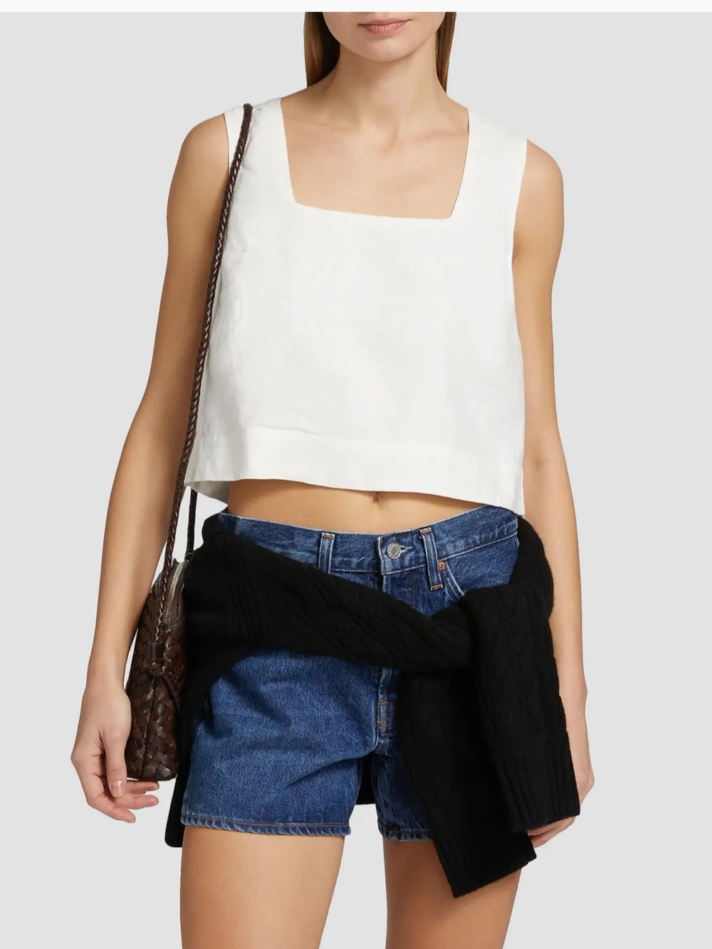 NWT Rails Akira Linen Square-Neck Tank | White | Size Large